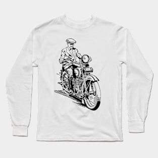 Vintage Old School Motorcycle Rider Graphic Long Sleeve T-Shirt